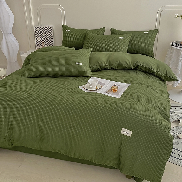 91家纺网 家纺一手货源 找家纺 （总）仟网汇 2025新款华夫格森语系列四件套北欧简约风