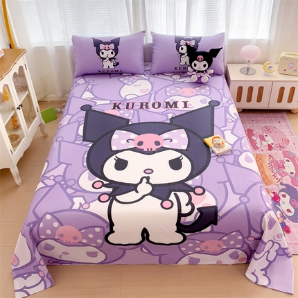 91家纺网 家纺一手货源 找家纺 名兮2025新款大版经典奥特曼三丽鸥三件套全棉纯棉床单 百变库洛米