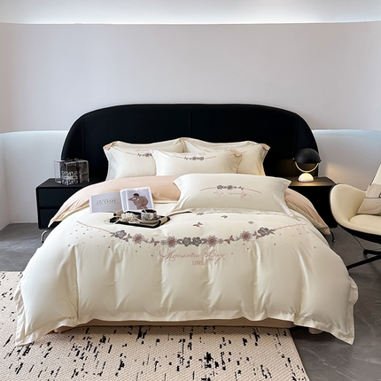 懒猫家纺 懒猫家纺 2025新款高精密40支13374全棉喷气绣花四件套  【带礼盒】-缇娜系列 缇娜-白