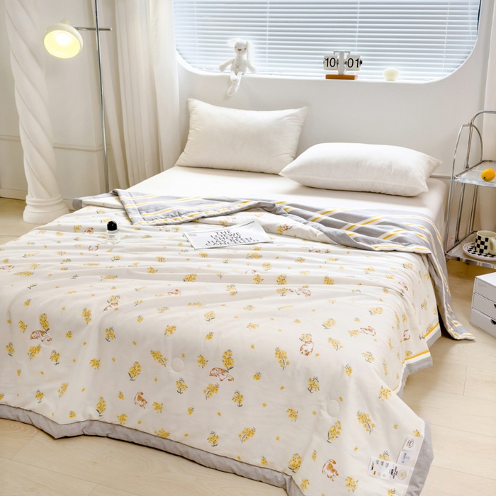 91家纺网 家纺一手货源 找家纺 曲之慕新款13372里外全棉夏被 醉清香