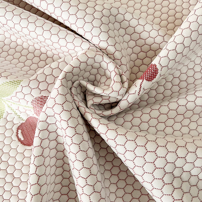 91家纺网 家纺一手货源 找家纺 2025新款A类冰豆豆提花凉席床盖 床盖款-樱桃-豆沙