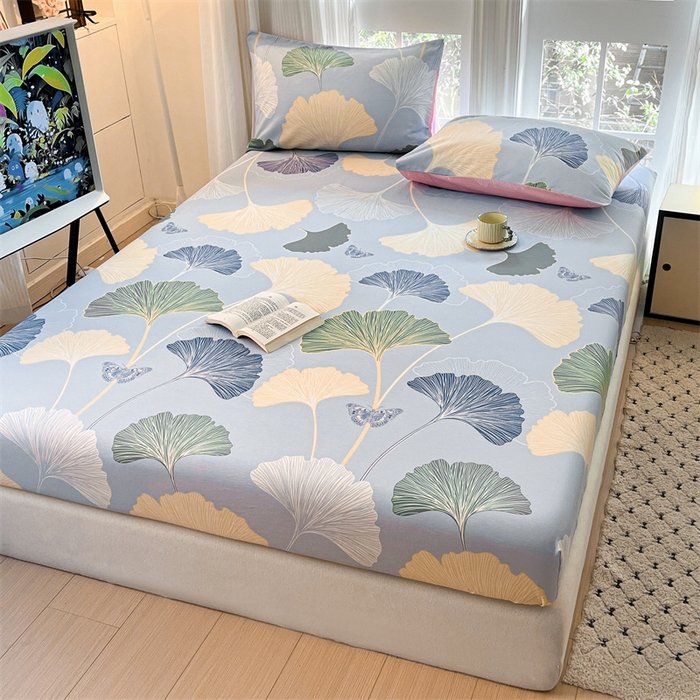 91家纺网 家纺一手货源 找家纺 宝士康家纺 2025新款10A抗菌全棉印花床笠 蝶舞幸运