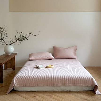 漫调家纺 2025新款双面60S贡缎床盖夏被 柔雾粉