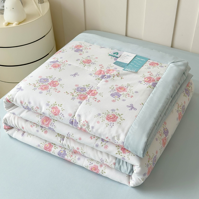 91家纺网 家纺一手货源 找家纺 宝士康家纺 2025新款10A抗菌针织夏被 花影阑珊