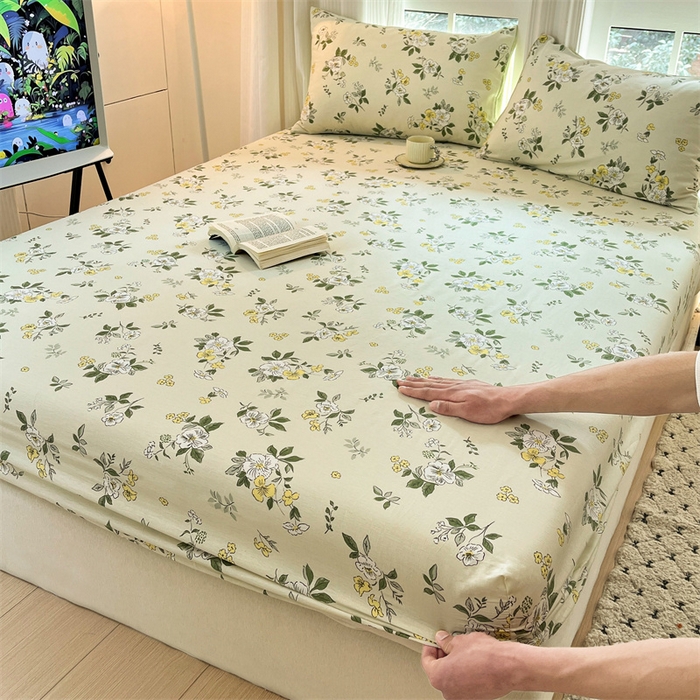 91家纺网 家纺一手货源 找家纺 宝士康家纺 2025新款10A抗菌全棉印花床笠 花香雪