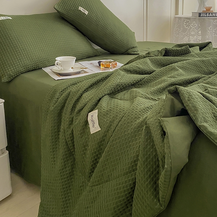 91家纺网 家纺一手货源 找家纺 （总）仟网汇 2025新款华夫格森语夏被四件套北欧简约风