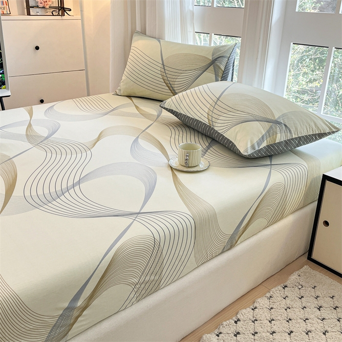 91家纺网 家纺一手货源 找家纺 宝士康家纺 2025新款10A抗菌全棉印花床笠 名爵黄