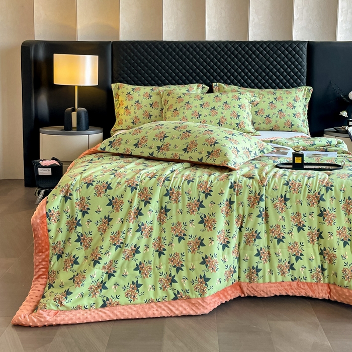 91家纺网 家纺一手货源 找家纺 宝士康家纺 2025新款10A抗菌双层纱豆豆绒夏被 花漫