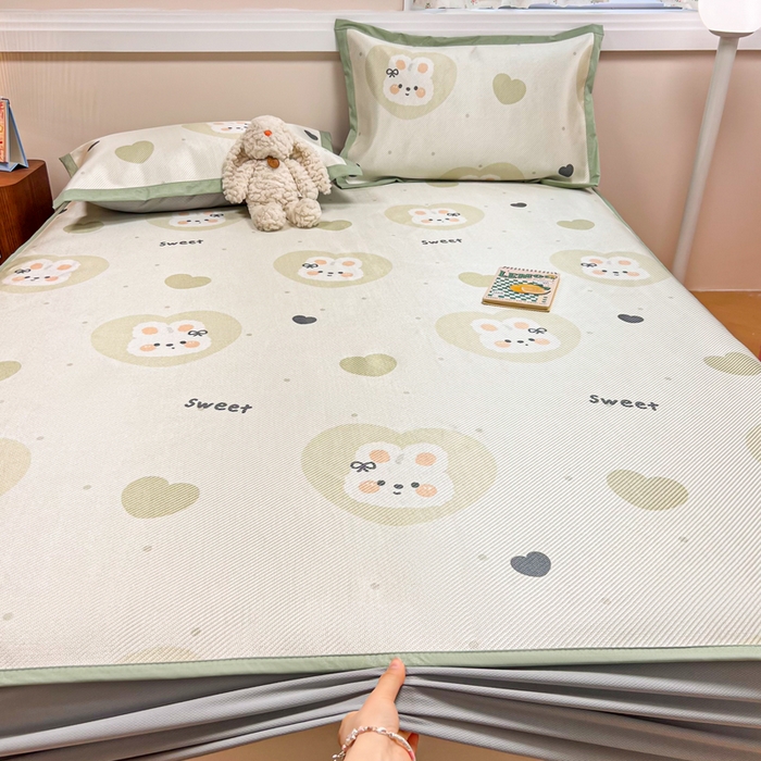 91家纺网 家纺一手货源 找家纺 慕尚家纺 2025新款数码印花床席床笠款冰藤席 床笠款-兔卷卷