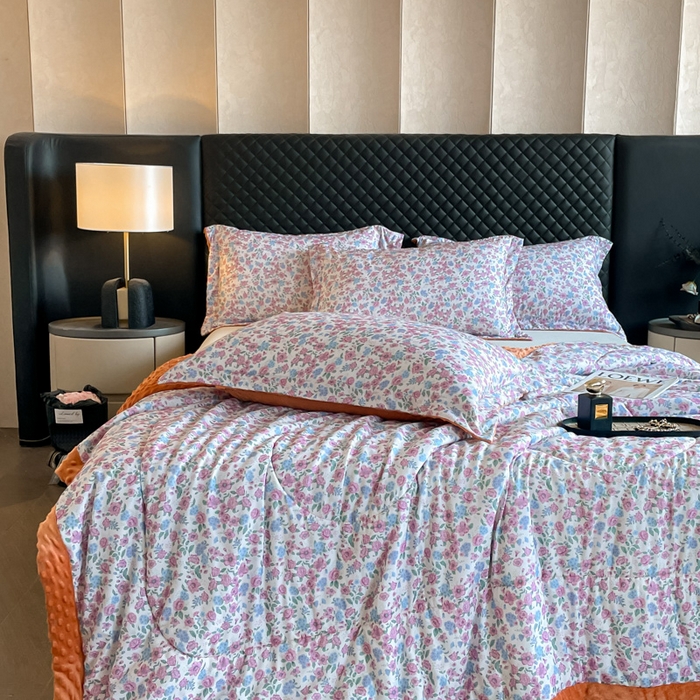 91家纺网 家纺一手货源 找家纺 宝士康家纺 2025新款10A抗菌双层纱豆豆绒夏被 紫苑