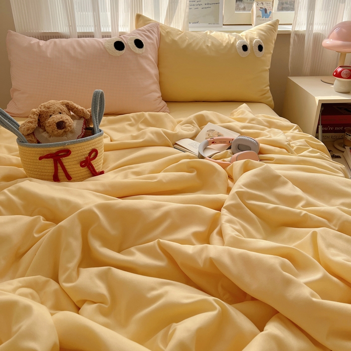 91家纺网 家纺一手货源 找家纺 慕尚家纺 2025新款大眼萌仔夏被 大眼萌 黄粉格