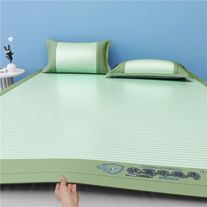 91家纺网 家纺一手货源 找家纺 2025新款清凉舒适负离子抗菌冰丝席凉席席子 抗菌绿色