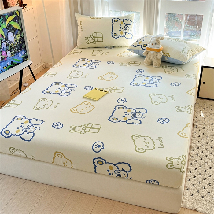 91家纺网 家纺一手货源 找家纺 宝士康家纺 2025新款10A抗菌全棉印花床笠 奶油布丁