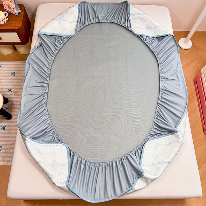 91家纺网 家纺一手货源 找家纺 慕尚家纺 2025新款数码印花床席床笠款冰藤席 床笠款-高冷兔