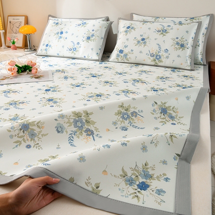 简一 2025新款A类碳光印花数码冰丝凉席系列-床单款 浪漫花影