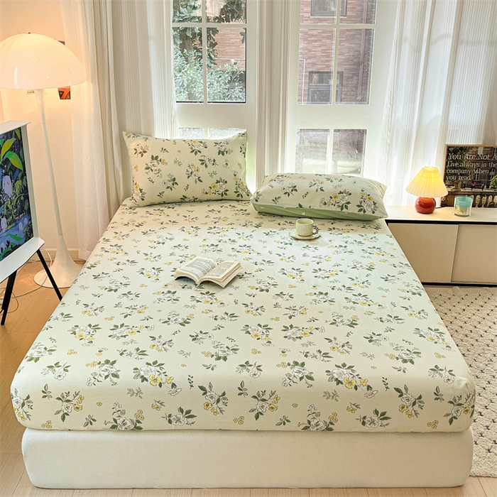 91家纺网 家纺一手货源 找家纺 宝士康家纺 2025新款10A抗菌全棉印花床笠 花香雪