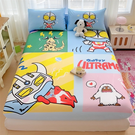 91家纺网 家纺一手货源 找家纺 （总）名兮2025新款全棉纯棉大版经典奥特曼床笠【含防伪标】