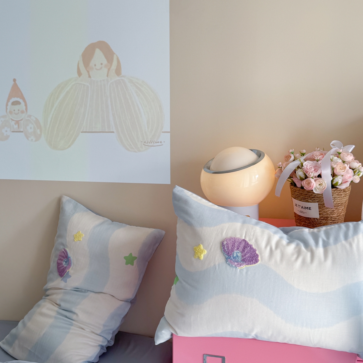 91家纺网 家纺一手货源 找家纺 柚子 2025春夏新款全棉纯棉双层纱毛巾绣四件套 水母