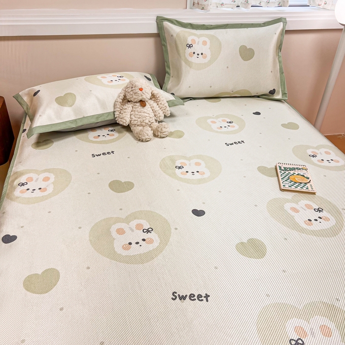 91家纺网 家纺一手货源 找家纺 慕尚家纺 2025新款数码印花床席床笠款冰藤席 床笠款-兔卷卷