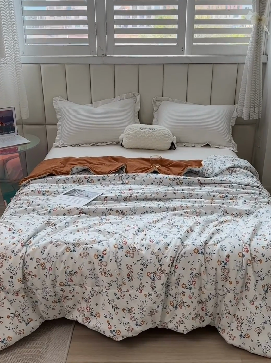 91家纺网 家纺一手货源 找家纺 富艺隆 2025新款A类水洗棉双层纱夏被水洗棉麻空调被直播爆款大豆夏被 西野暮色