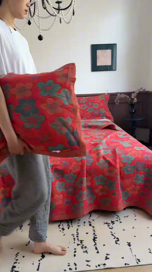 91家纺网 家纺一手货源 找家纺 棠薇家纺 2025新款60S新疆长绒棉细纱毛巾被盖毯大床盖 花海