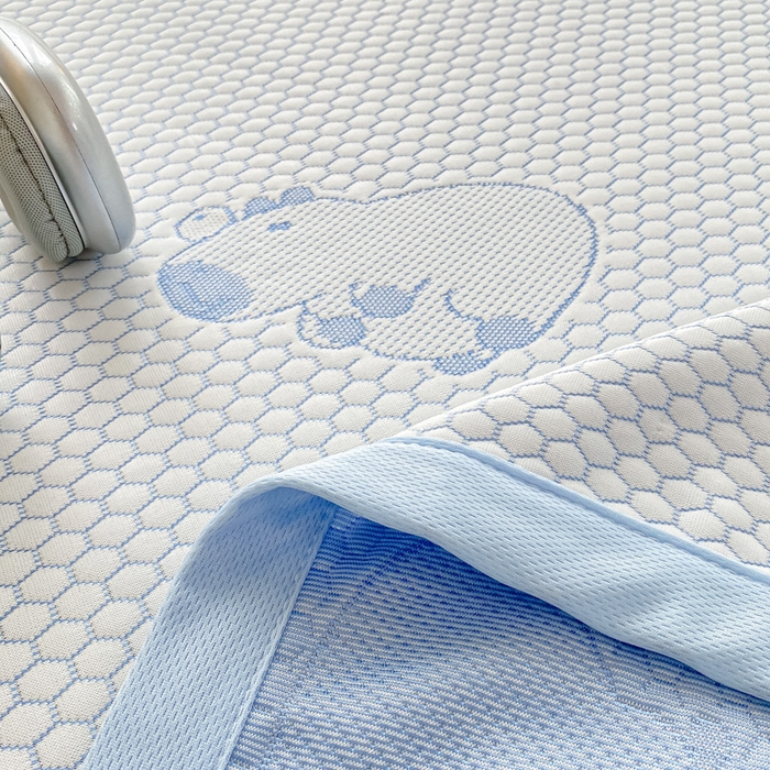 91家纺网 家纺一手货源 找家纺 春寻家纺 2025新款冰豆豆冰丝凉席-卡皮巴拉系列 床单款-卡皮巴拉-蓝