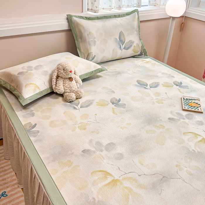 91家纺网 家纺一手货源 找家纺 慕尚家纺 2025新款数码印花床席床笠款冰藤席 床席款-墨染