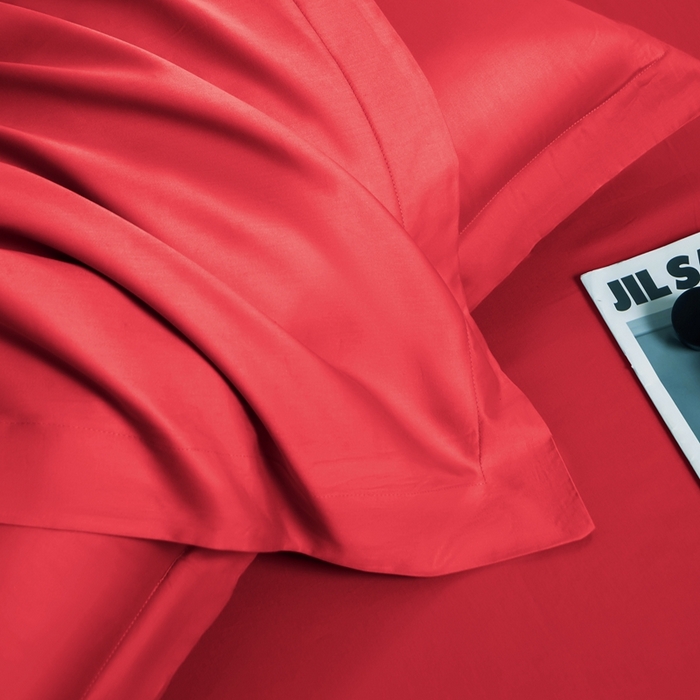 91家纺网 家纺一手货源 找家纺 秀色家纺 2024新品 A类100支双股长绒棉单品床笠 梦易-海棠红