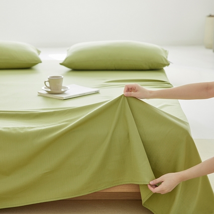 91家纺网 家纺一手货源 找家纺 2025新款A类40S全棉糯感大雁纹提花单品床单 甘草绿