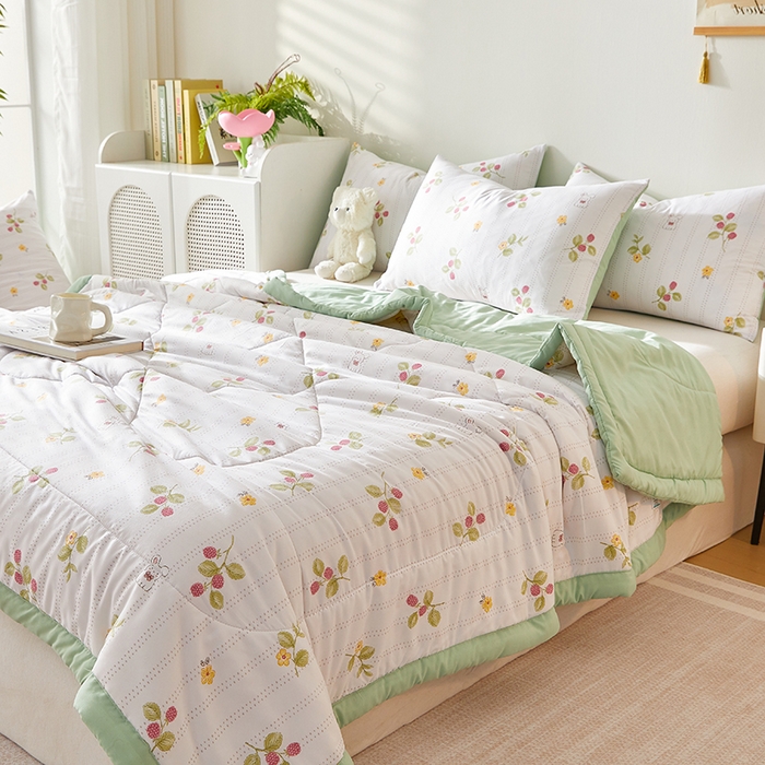 91家纺网 家纺一手货源 找家纺 海洋家纺 2025款水洗棉纯棉花夏凉被全棉花印花夏被空调被薄被子 盛夏果实