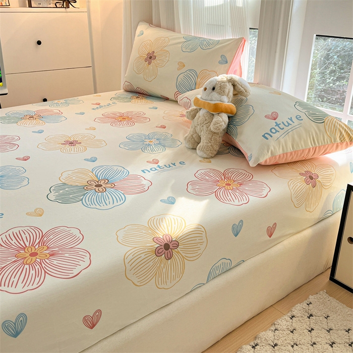 91家纺网 家纺一手货源 找家纺 宝士康家纺 2025新款10A抗菌全棉印花床笠 缤纷