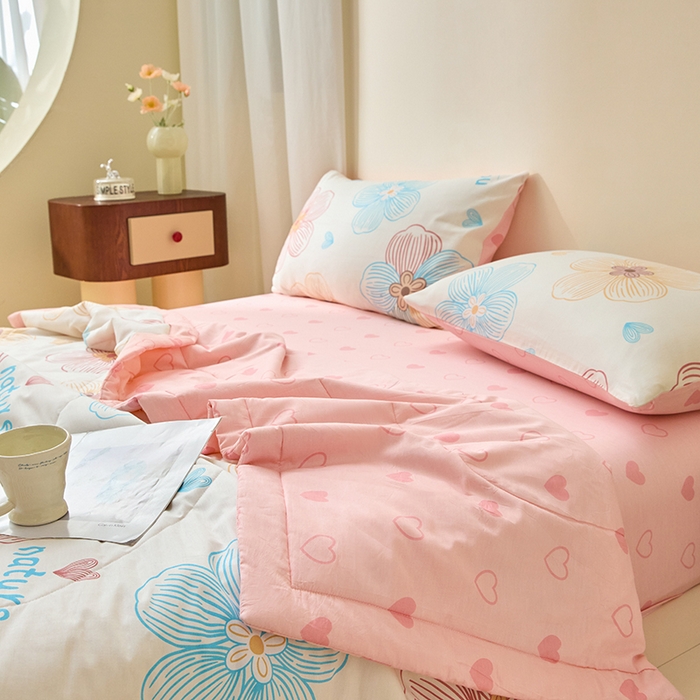 91家纺网 家纺一手货源 找家纺 宝士康家纺 2025新款10A抗菌全棉夏被 被子被芯 缤纷