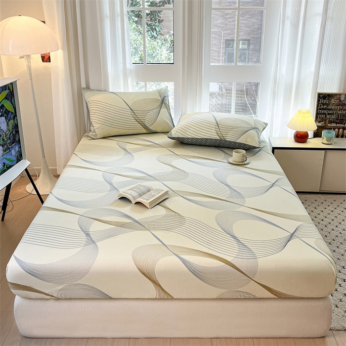 91家纺网 家纺一手货源 找家纺 宝士康家纺 2025新款10A抗菌全棉印花床笠 名爵黄