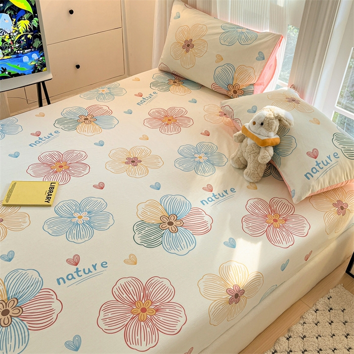 91家纺网 家纺一手货源 找家纺 宝士康家纺 2025新款10A抗菌全棉印花床笠 缤纷