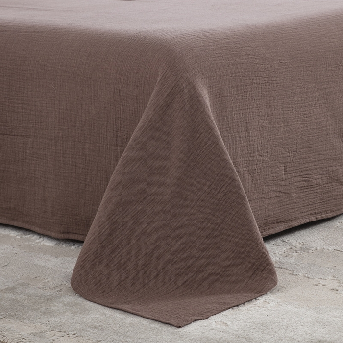 91家纺网 家纺一手货源 找家纺 （总）2025新款全棉色织双层纱拉链款四件套 千禧格-咖