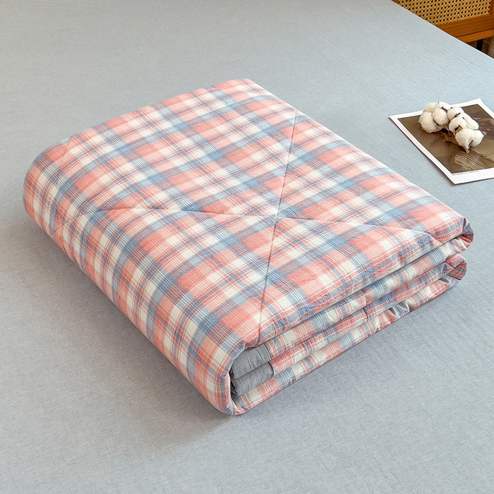 91家纺网 家纺一手货源 找家纺 宝士康家纺 2025新款10A抗菌无印风夏被 被子被芯 炫彩格