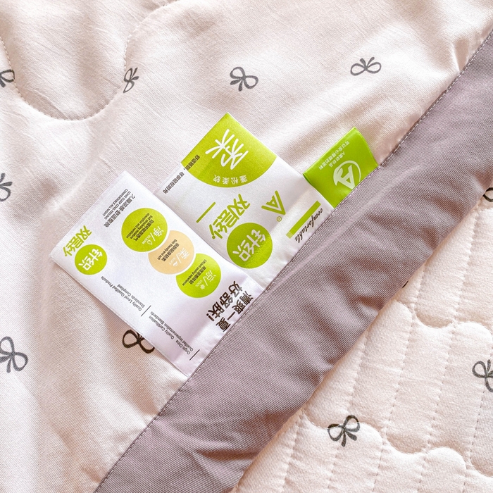 91家纺网 家纺一手货源 找家纺 2025新款直播热款A类针织棉双层纱床盖款夏被四件套 米娅