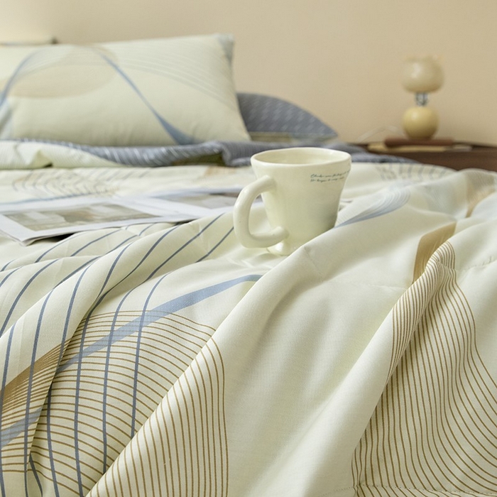 91家纺网 家纺一手货源 找家纺 宝士康家纺 2025新款10A抗菌全棉夏被 被子被芯 名爵黄