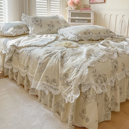 91家纺网 家纺一手货源 找家纺 网红馆（ck家纺） 2025新款天丝印花夹棉床盖夏被四件套 琳琅