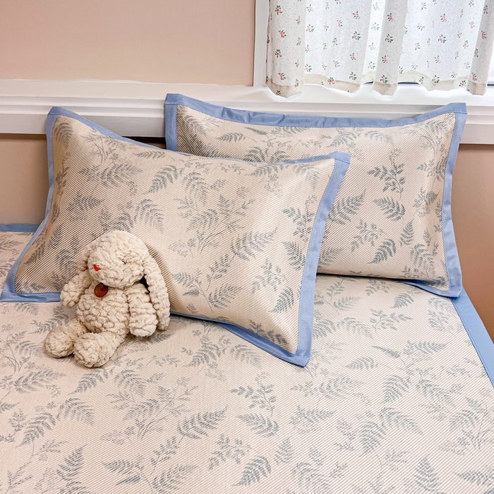 91家纺网 家纺一手货源 找家纺 慕尚家纺 2025新款数码印花床席床笠款冰藤席 床席款-土豆叶