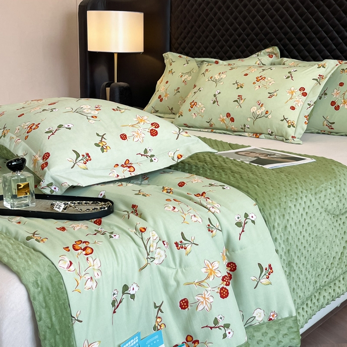 91家纺网 家纺一手货源 找家纺 宝士康家纺 2025新款10A抗菌双层纱豆豆绒夏被 雅韵