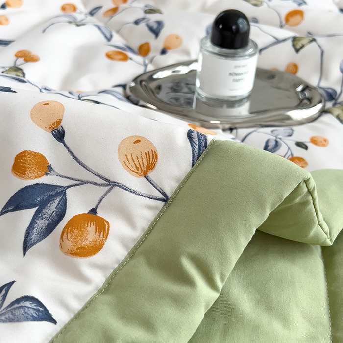 91家纺网 家纺一手货源 找家纺 宝士康家纺 2025新款10A抗菌双层纱印花夏被 金桔