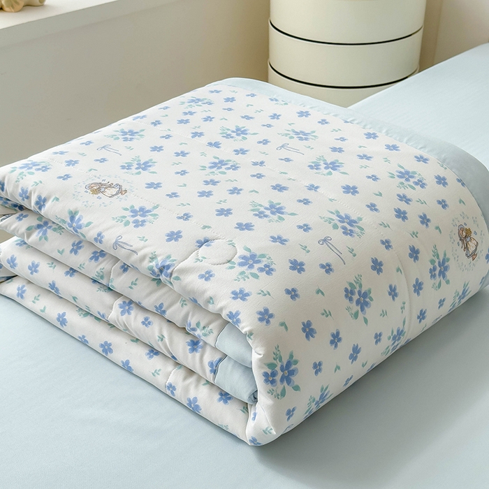 91家纺网 家纺一手货源 找家纺 宝士康家纺 2025新款10A抗菌针织夏被四件套 兰朵朵