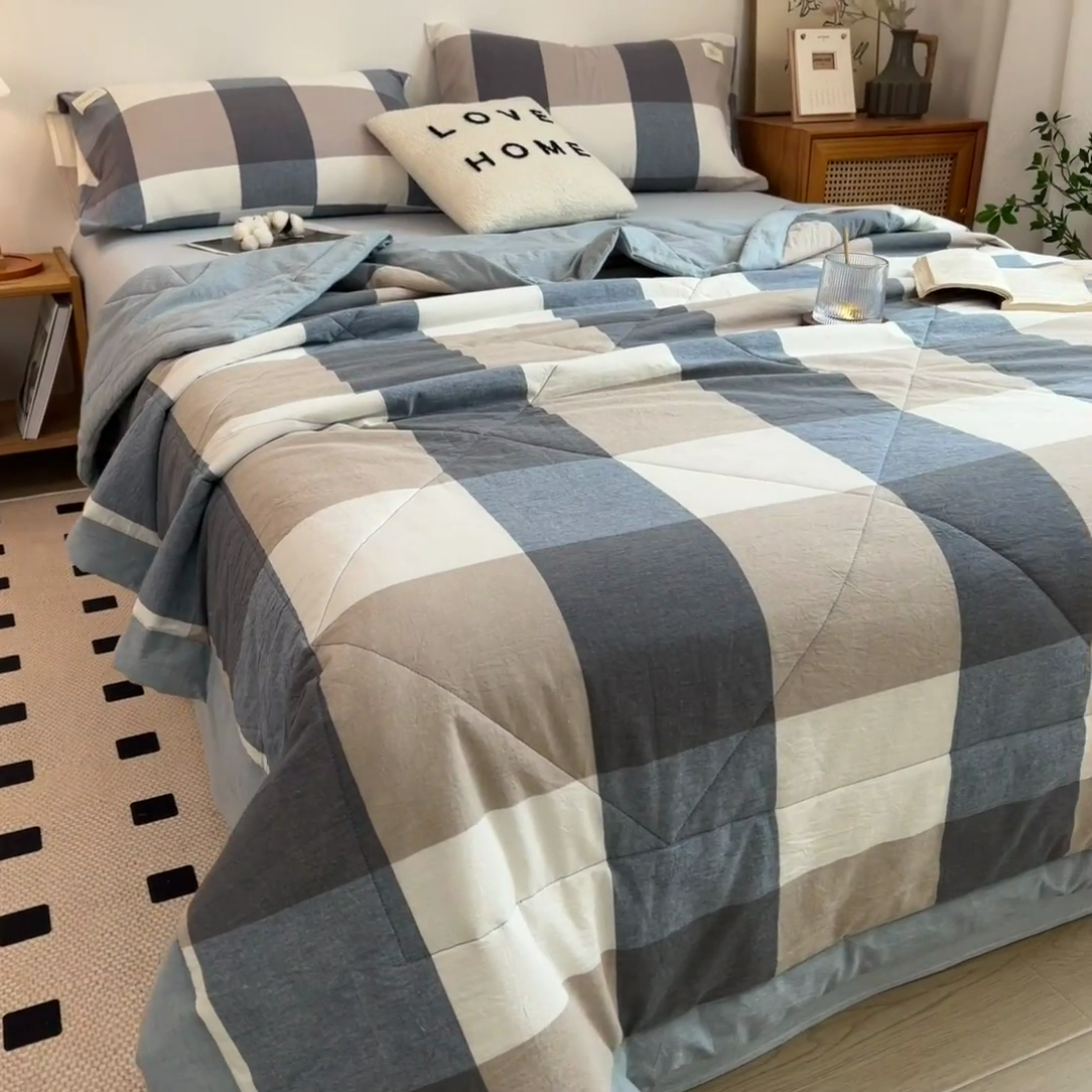 91家纺网 家纺一手货源 找家纺 （总）宝士康家纺 2025新款10A抗菌无印风夏被四件套