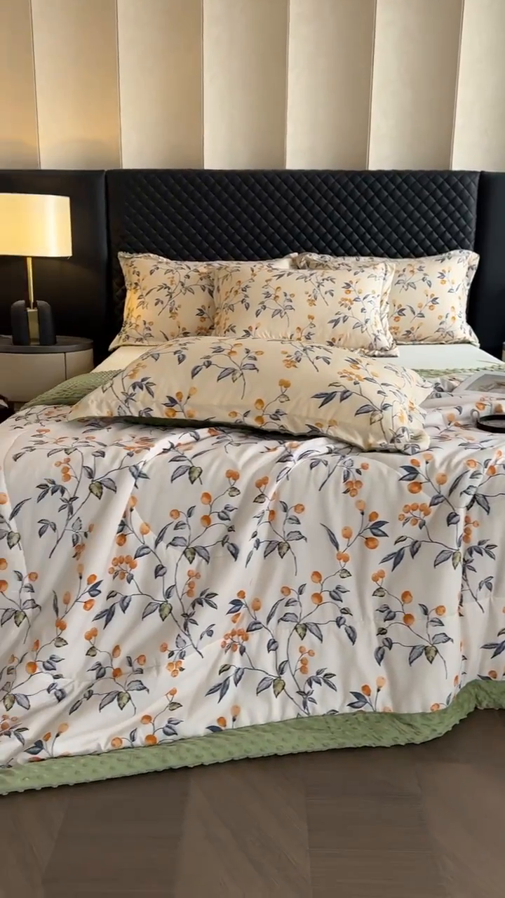 91家纺网 家纺一手货源 找家纺 宝士康家纺 2025新款10A抗菌双层纱豆豆绒夏被 金桔