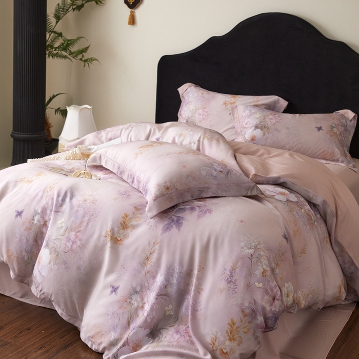 91家纺网 家纺一手货源 找家纺 金奇达家纺 2025新款竹玉清丝四件套-雅韵【标准号全网控价（折后券后）不低于元228元】 蝴蝶仙子-粉