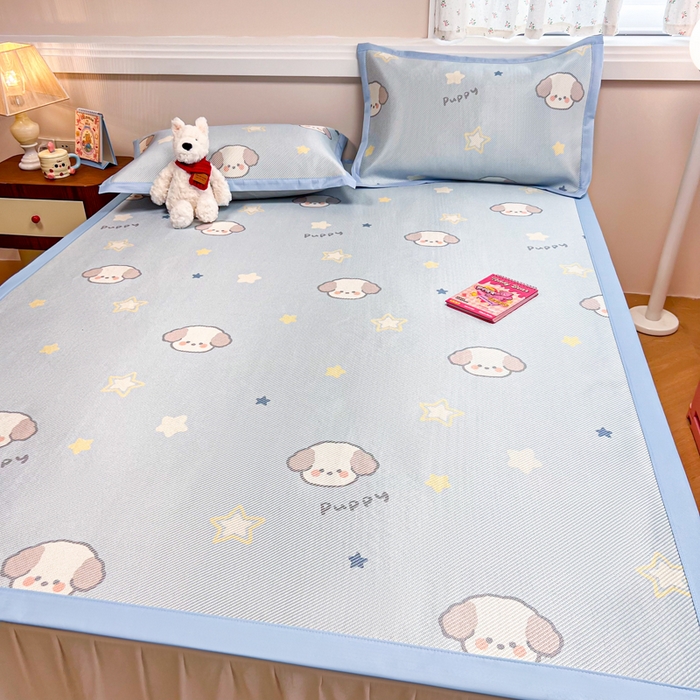 91家纺网 家纺一手货源 找家纺 慕尚家纺 2025新款数码印花床席床笠款冰藤席 床席款-酷奇