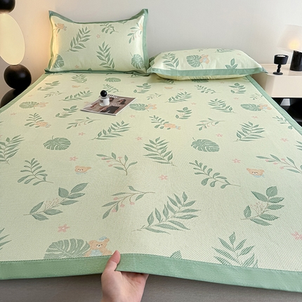 91家纺网 家纺一手货源 找家纺 （总）格真2025新款简约印花冰藤席席子凉席