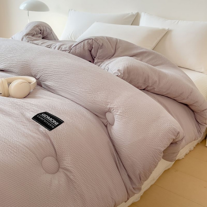 91家纺网 家纺一手货源 找家纺 宝士康家纺 2025新款加厚泡泡棉大豆冬被子被芯 幻梦银灰