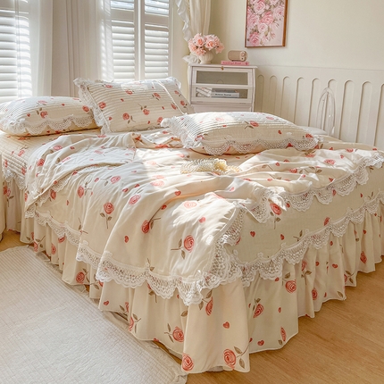 91家纺网 家纺一手货源 找家纺 网红馆（ck家纺） 2025新款天丝印花夹棉床盖夏被四件套 西西里玫瑰